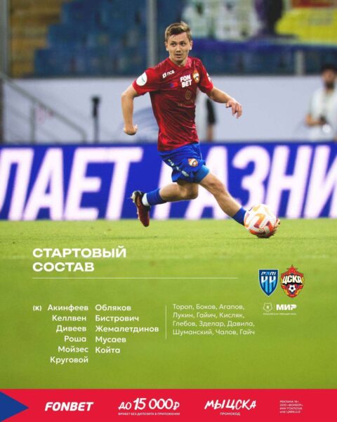 Состав ЦСКА на игру 2-го тура РПЛ против "Пари НН"